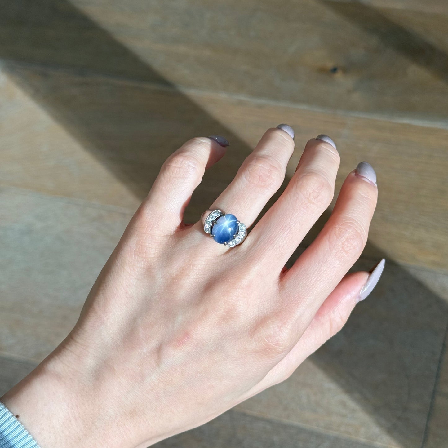 Vintage Star Sapphire and Diamond Ring