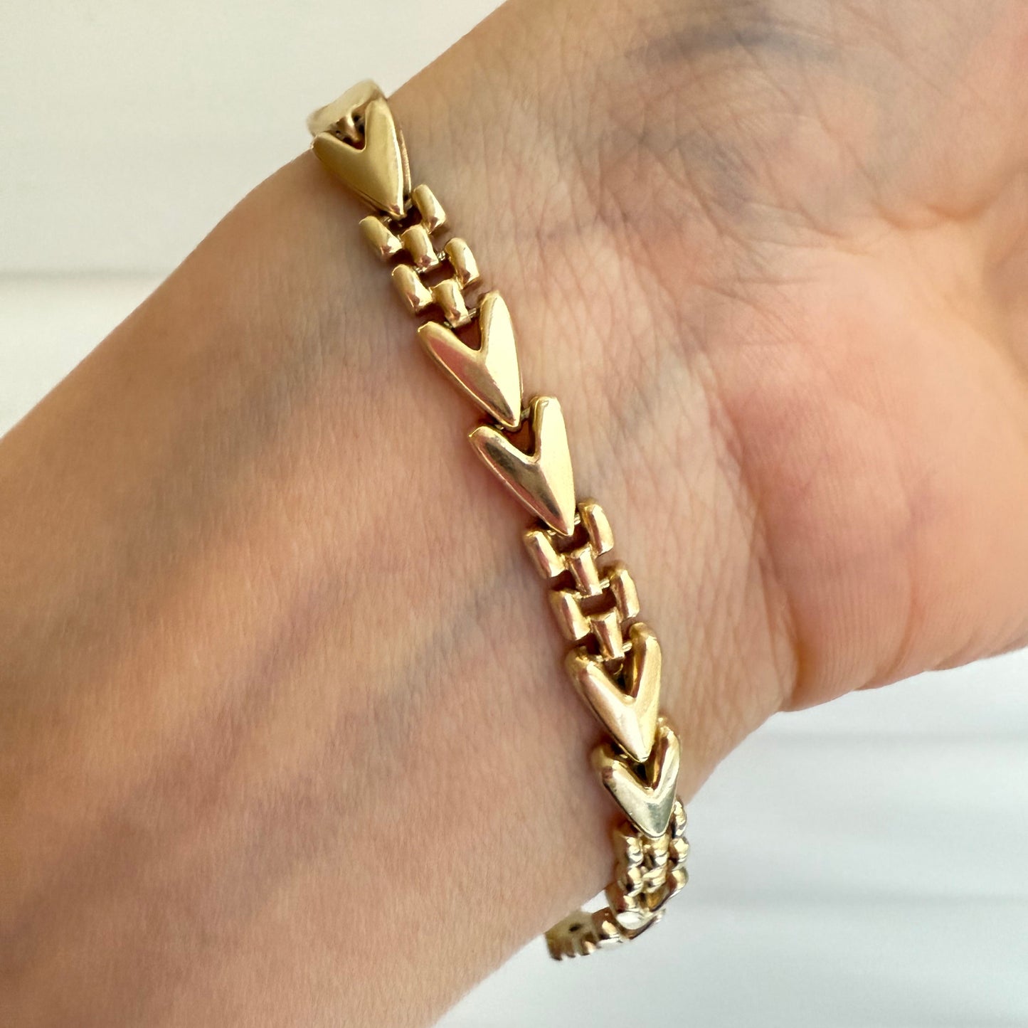 Vintage Italian 14k Heart & Panthere Link Bracelet