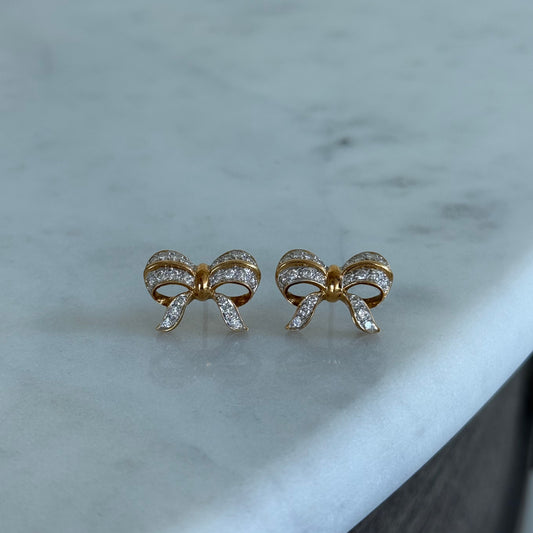 Vintage 18k Diamond Bow Earrings