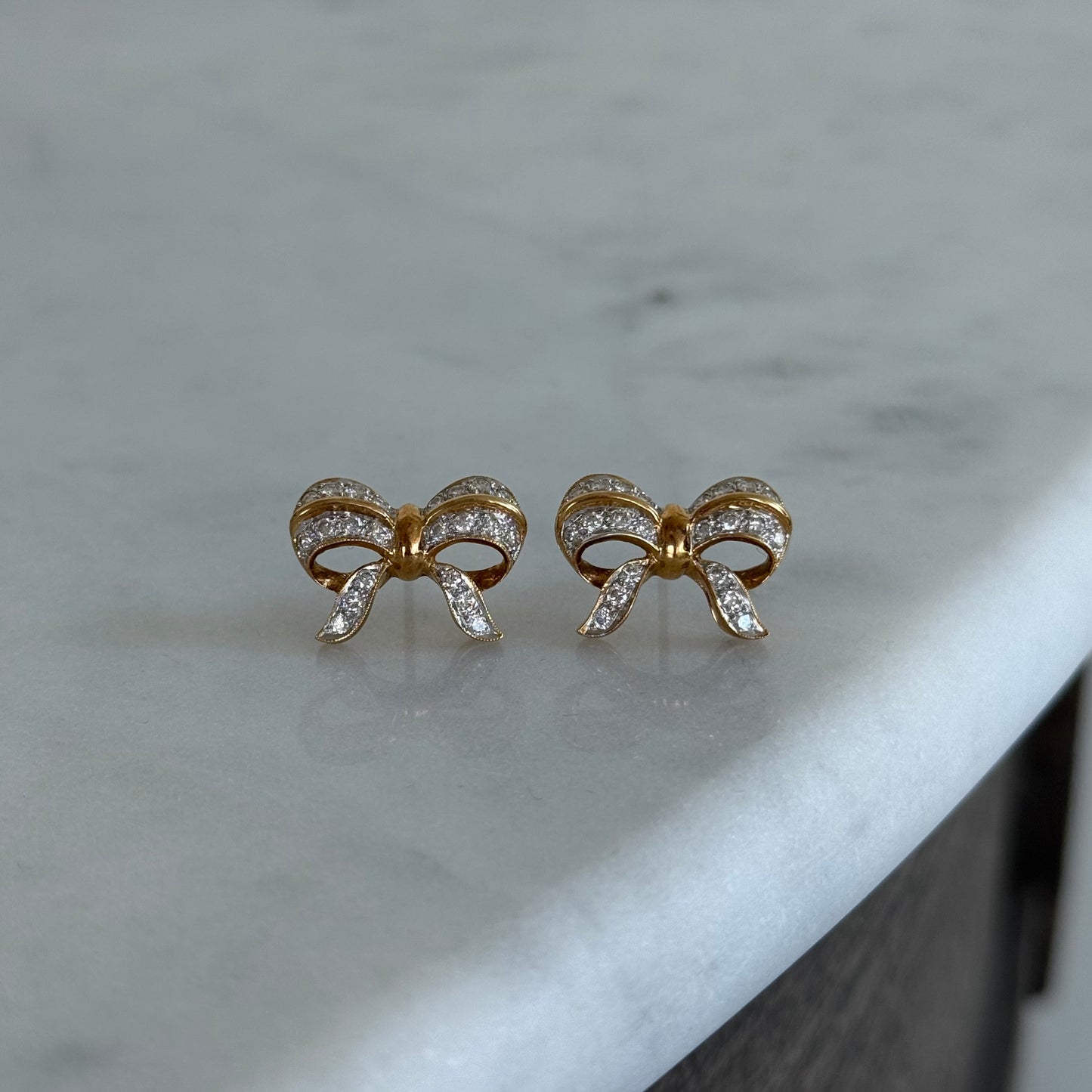 Vintage 18k Diamond Bow Earrings