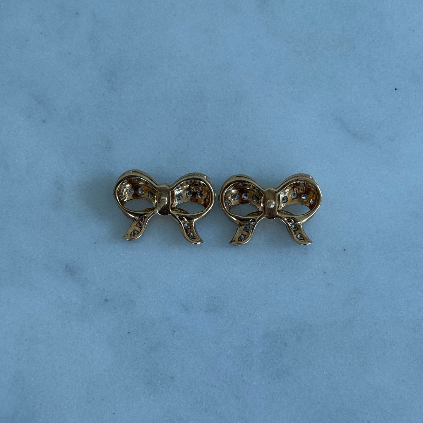 Vintage 18k Diamond Bow Earrings