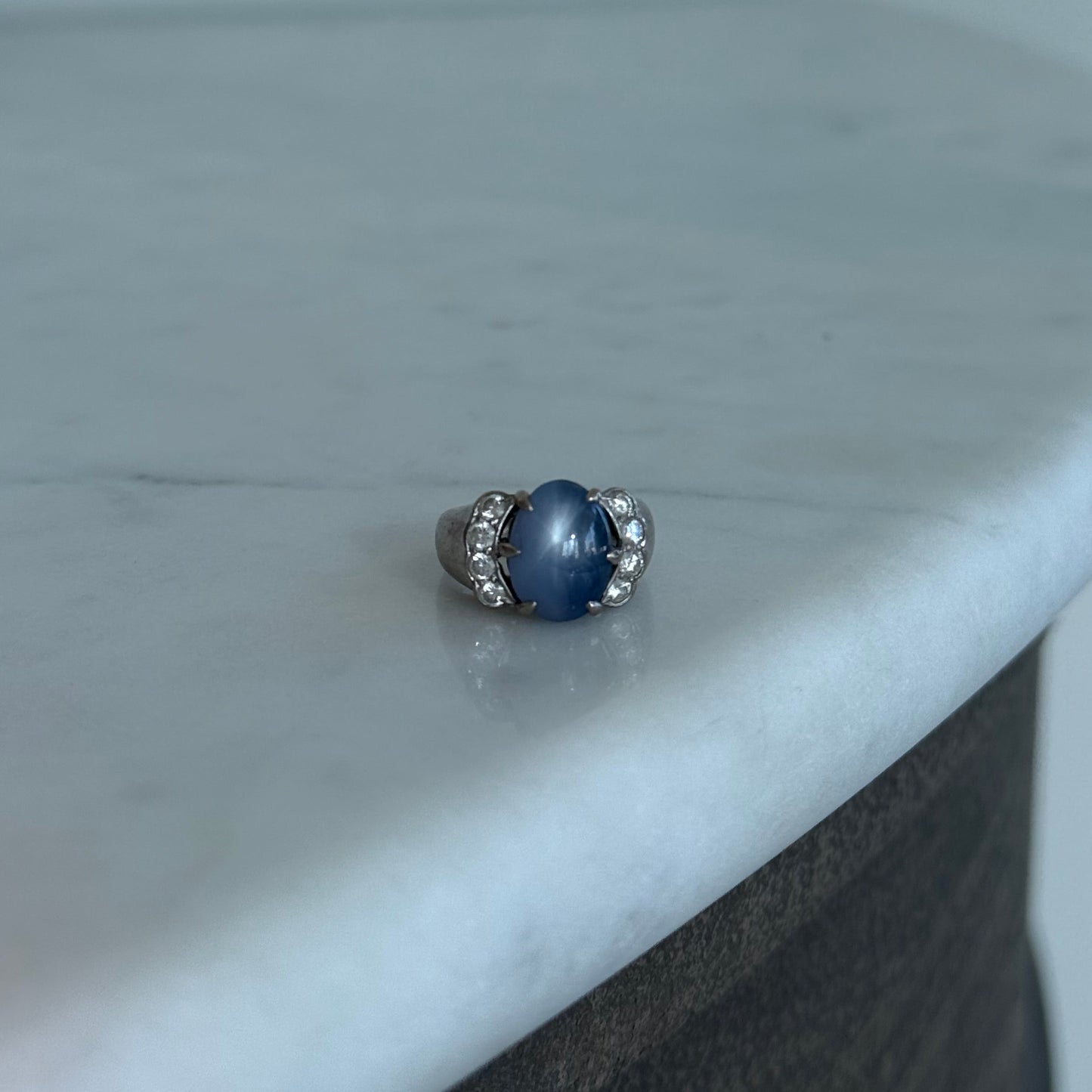 Vintage Star Sapphire and Diamond Ring