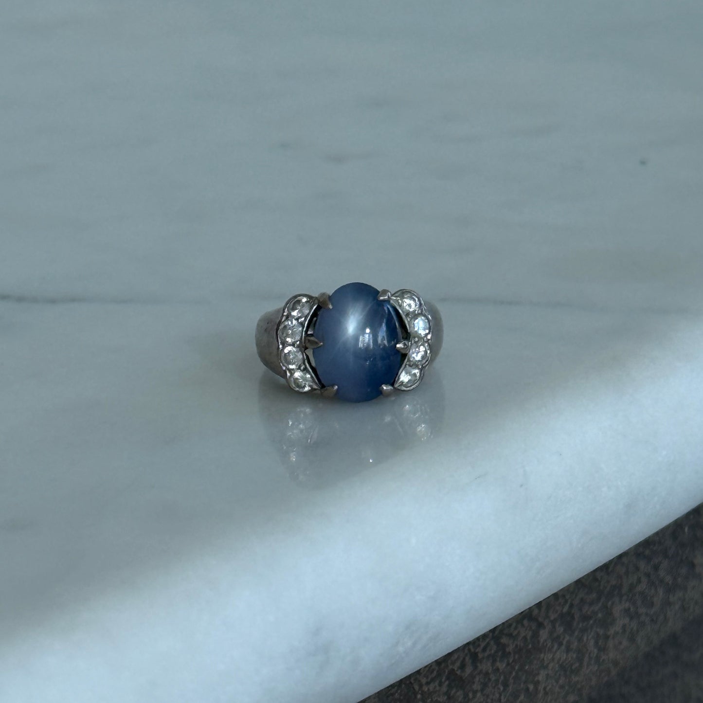 Vintage Star Sapphire and Diamond Ring