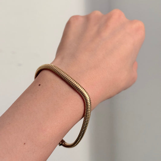 Vintage 14k Gold Flat Snake Bracelet
