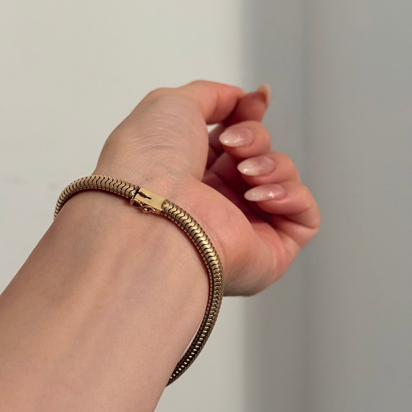 Vintage 14k Gold Flat Snake Bracelet
