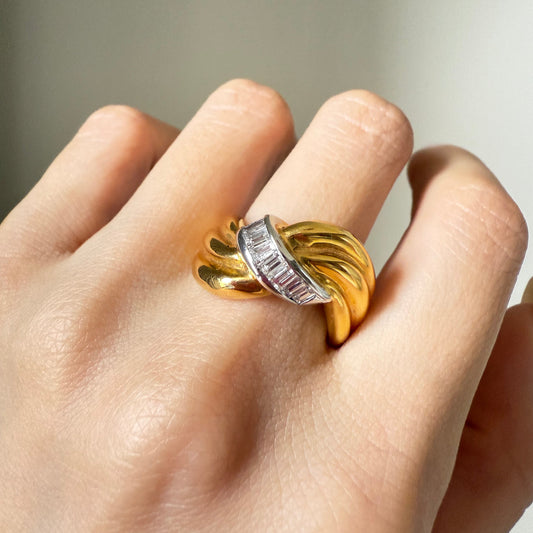 Vintage Italian 18k Diamond Statement Ring