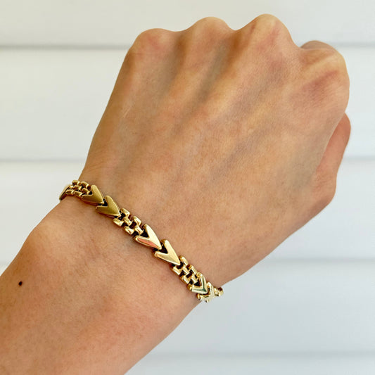 Vintage Italian 14k Heart & Panthere Link Bracelet