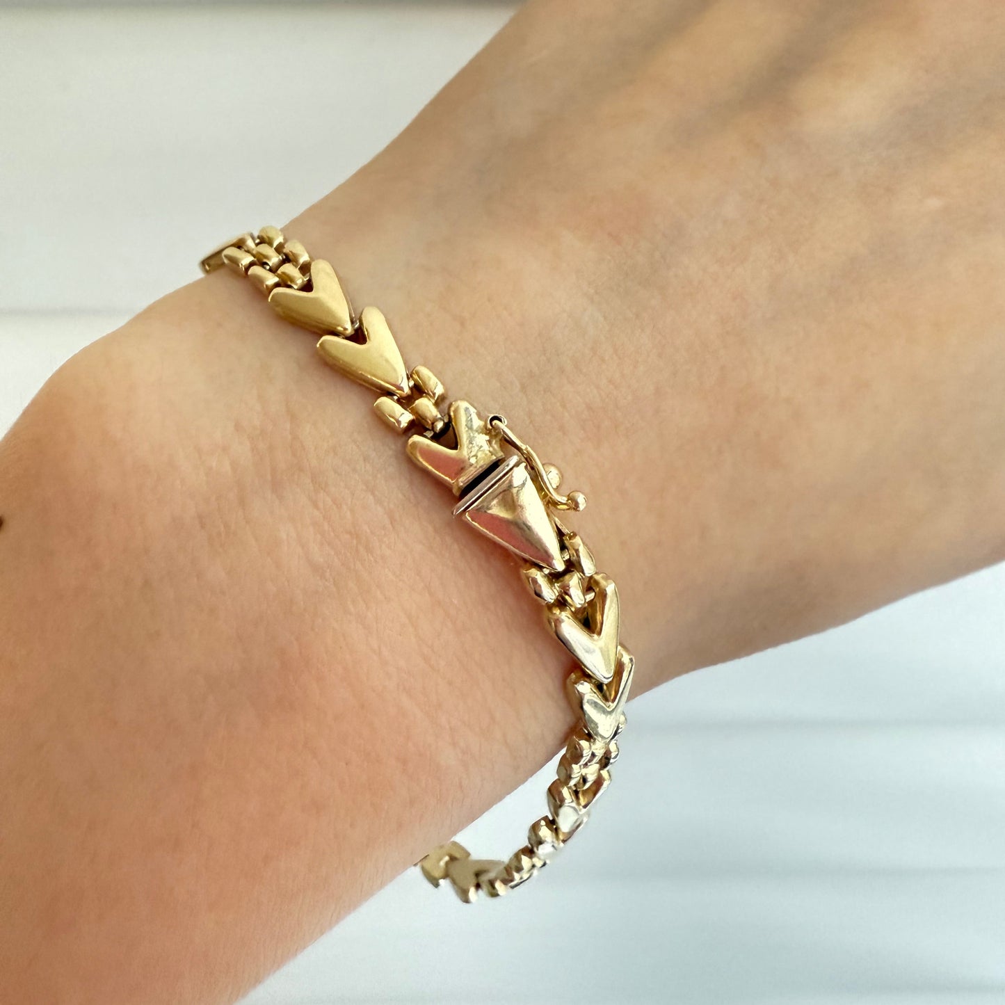 Vintage Italian 14k Heart & Panthere Link Bracelet