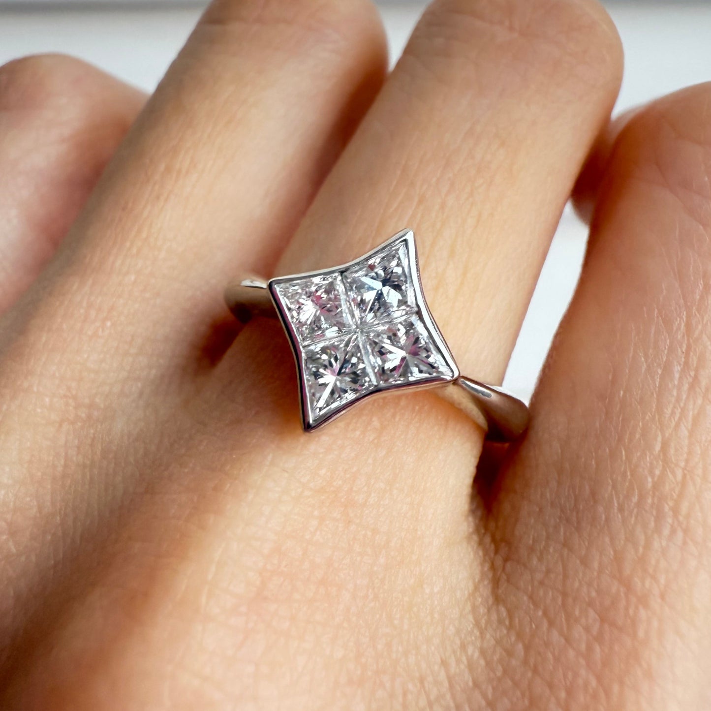 Vintage Platinum Fancy Diamond Ring