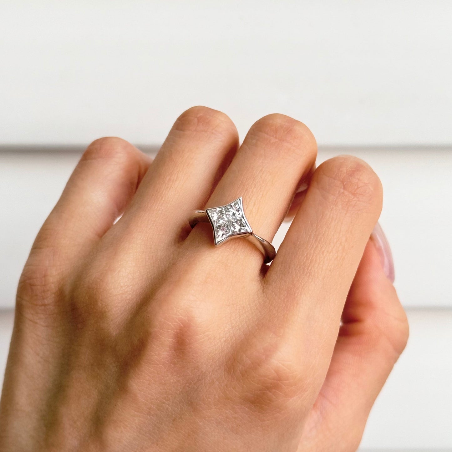 Vintage Platinum Fancy Diamond Ring