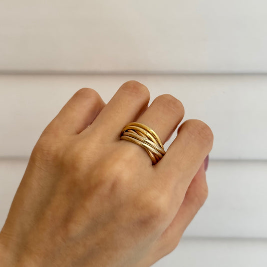 Vintage MC Paris French 18k Tri-Color Ring