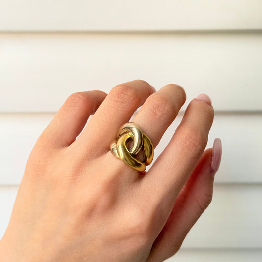 Vintage Italian 18k Two-Tone CC Ring