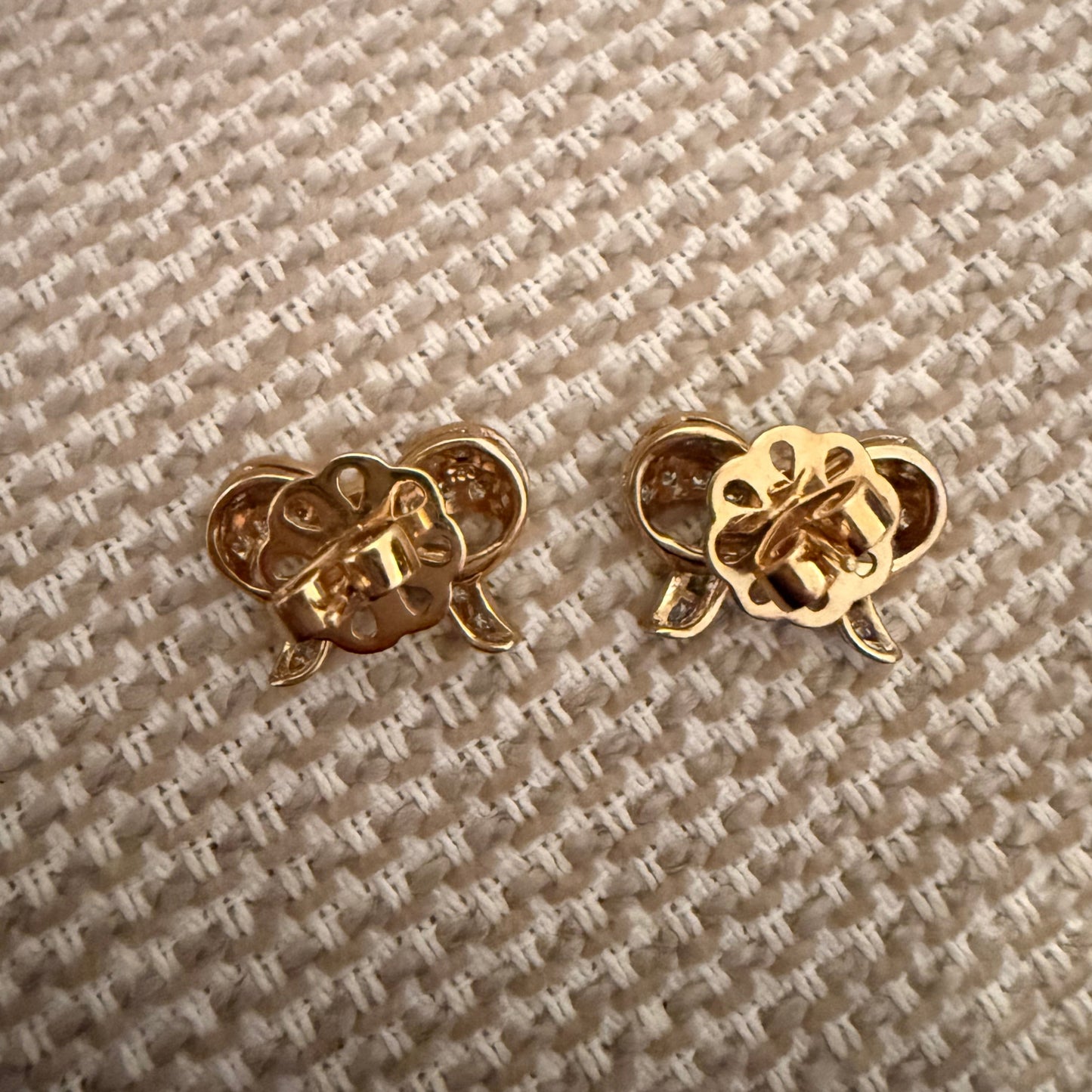 Vintage 18k Diamond Bow Earrings